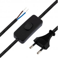 Шнур сетевой с выключателем 2х0,75 мм² 1,8м черный REXANT