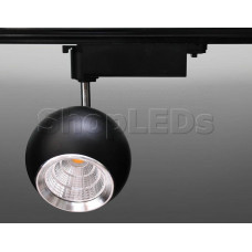 Трековый светодиодный светильник Track-55 (220V, черный корпус, 15W, однофазный) (теплый белый 3000K)